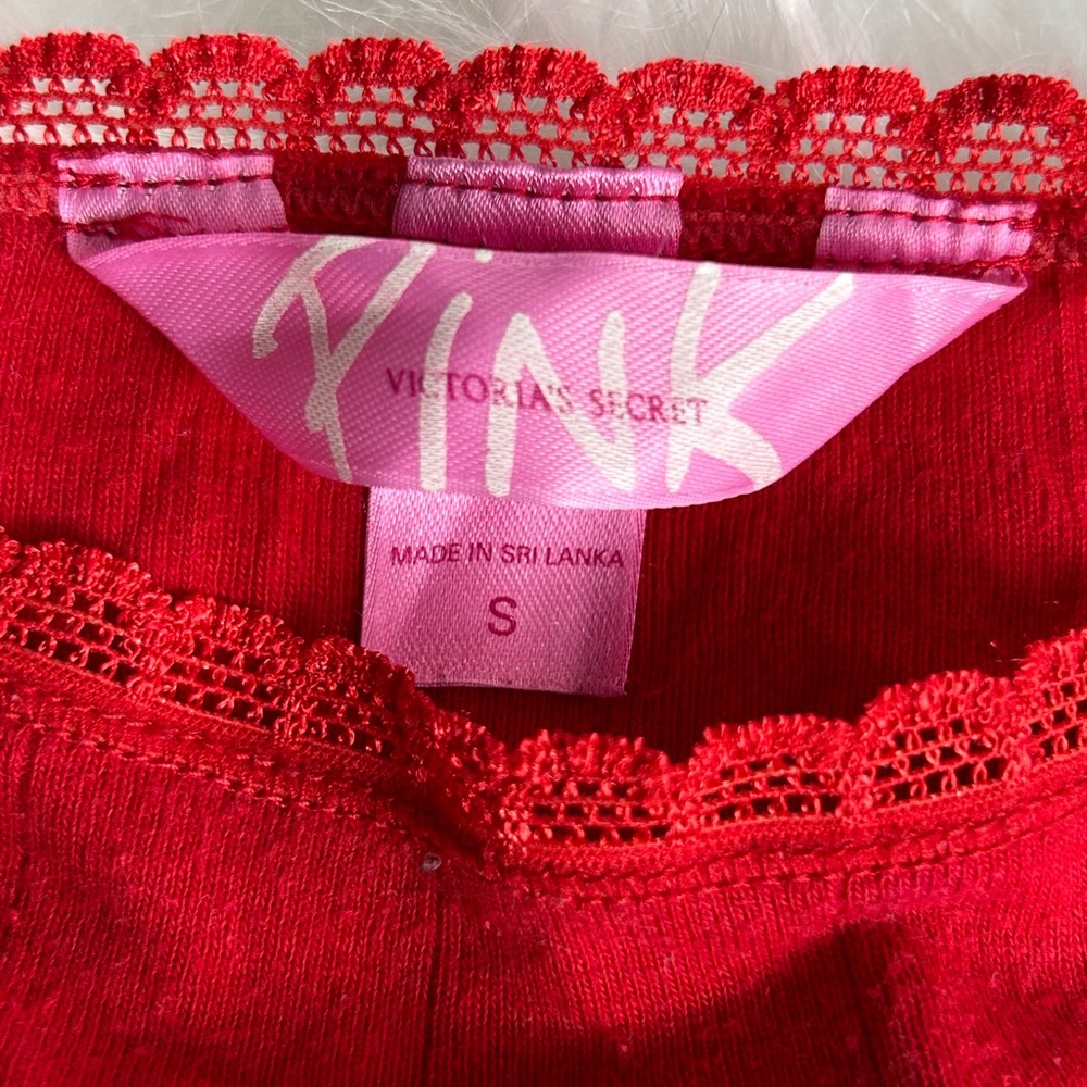 PINK Victoria's Secret Red Lace‎ Trim Top - Picture 4 of 7